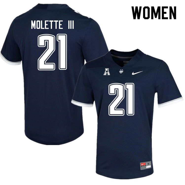 Women #21 Lee Molette III Uconn Huskies College Football Jerseys Sale-Navy - Click Image to Close